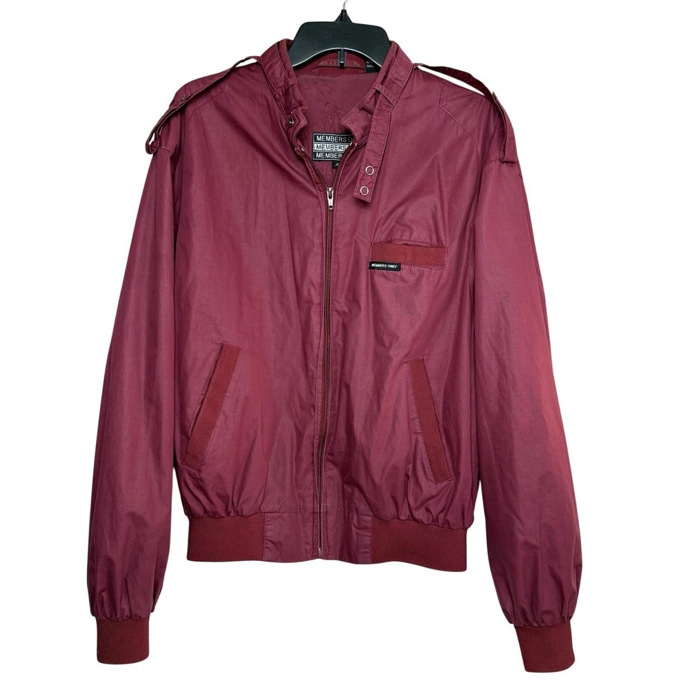 MEMBERS ONLY Men's Size 42 (M-L) Jacket Cafe Racer Bomber Vintage Maroon‎ Retro